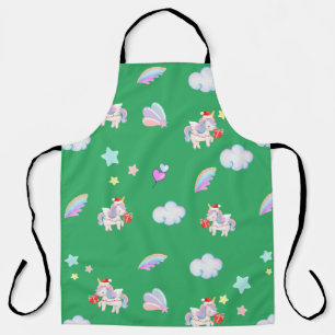 Magical Unicorn rainbow Xmas birthday party Apron
