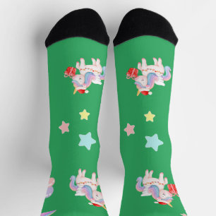 Magical Unicorn rainbow Xmas birthday party  Socks