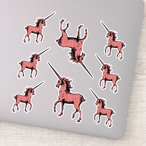 Magical Unicorn Red Glitter Contour Sticker
