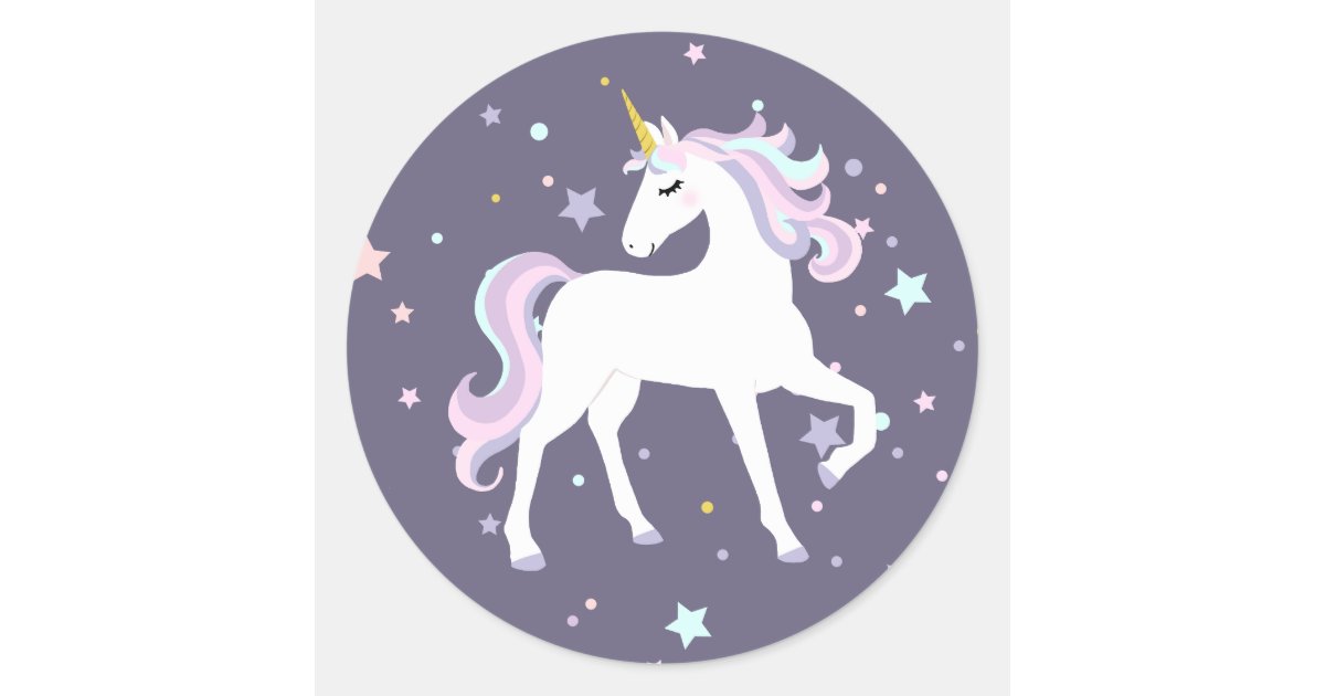magical unicorn round sticker classic round sticker