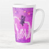 Magical Unicorn Silhouette Pink Personalized Latte Mug (Right)
