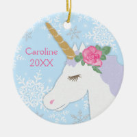 Magical Unicorn Silver Glitter Snowflakes