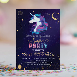 Magical Unicorn Slumber Birthday Party Invitation