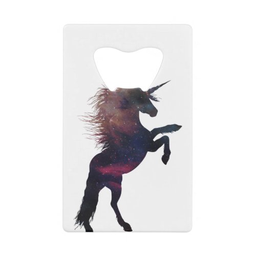 Magical Unicorn Space Nebula Credit Card Bottle Opener
