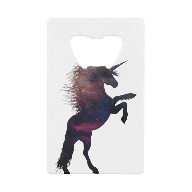 Magical Unicorn Space Nebula Credit Card Bottle Opener (Front)