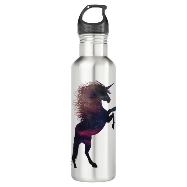 Magical Unicorn Space Nebula Stainless Steel Water Bottle (Front)