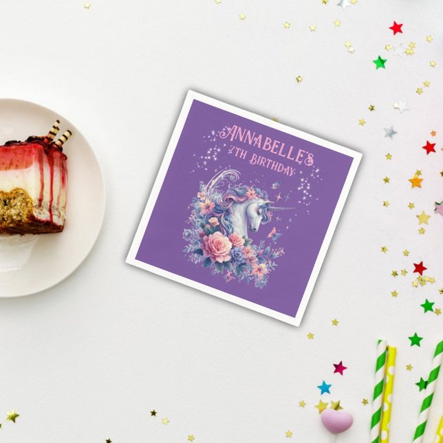 Magical Unicorn Sparkle Pink Purple Girl Birthday  Napkins (Creator Uploaded)