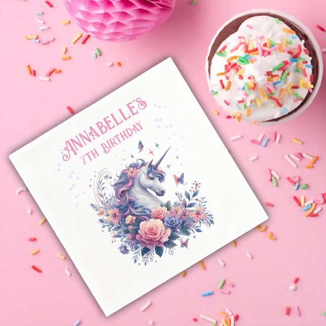 Magical Unicorn Sparkle Pink Purple Girl Birthday  Napkins (Creator Uploaded)