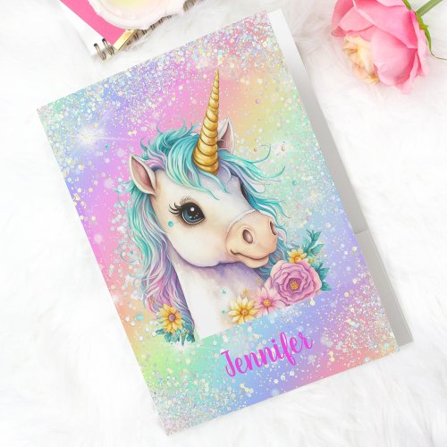 Magical Unicorn Sparkle Rainbow Pocket Folder