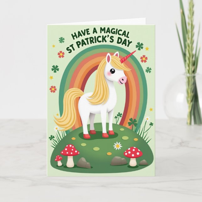 Magical Unicorn St Patricks Day Card (Front)