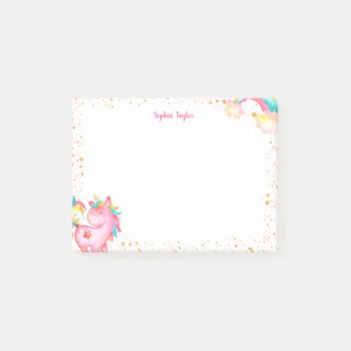 Magical Unicorn Stars Kids Personalized Post_it Notes