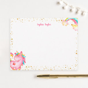 Magical Unicorn Stars Kids Personalized Stationery Note Card