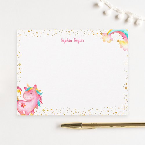Magical Unicorn Stars Kids Personalized Stationery Note Card