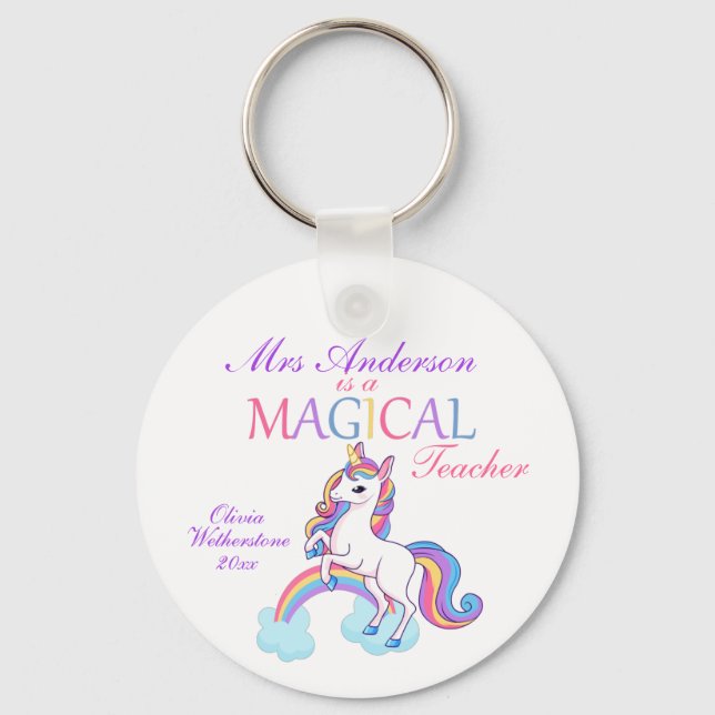 Magical Unicorn Teacher Appreciation Keychain (Front)