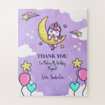 Magical Unicorn Thank You Birthday Gift Second Jigsaw Puzzle<br><div class="desc">Make her birthday sparkle with magic! This enchanting unicorn-themed birthday thank you puzzle features a dreamy whimsical stars and a majestic unicorn that sets the tone for an unforgettable celebration. Personalized with your child’s name and party details, this custom puzzle is perfect for little dreamers who love glitter, fantasy, and...</div>