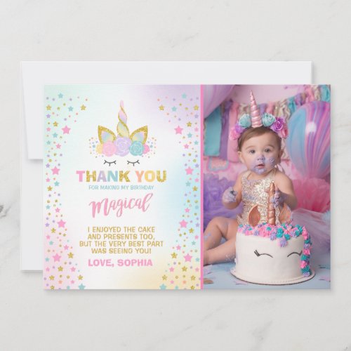 Magical Unicorn Thank You Card Unicorn Party