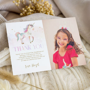Magical Unicorn Thank You Card With Photo