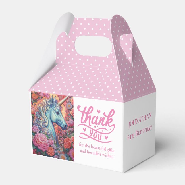 magical unicorn-themed celebration  favor boxes (Front Side)