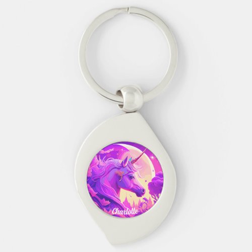 Magical Unicorn under the Moonlight Keychain