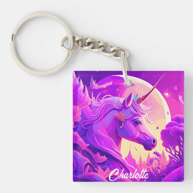 Magical Unicorn under the Moonlight Keychain (Front)