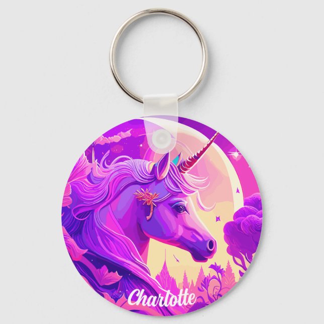 Magical Unicorn under the Moonlight Keychain (Front)