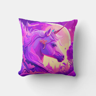 Magical Unicorn under the Moonlight Throw Pillow