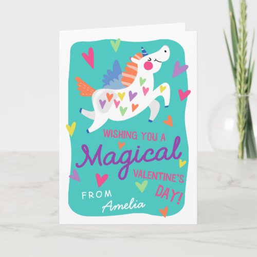 Magical Unicorn Valentines Day Greeting Card