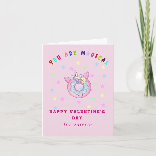 Magical Unicorn Valentine's Day  Holiday Card (Front)