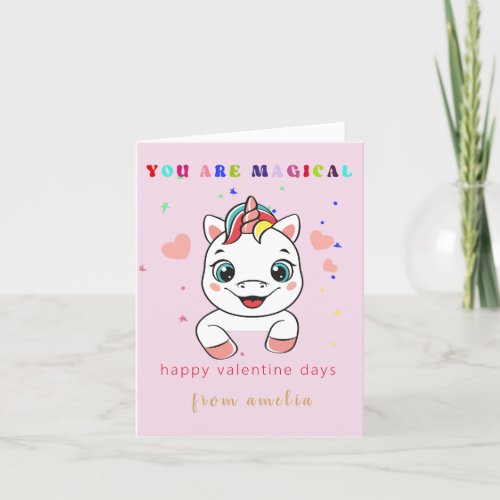 Magical Unicorn Valentines Day  Holiday Card