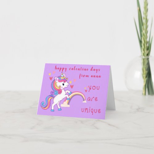 Magical Unicorn Valentines Day  Holiday Card