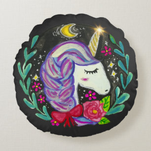 Magical Unicorn Vibes Round Pillow