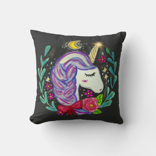 Magical Unicorn Vibes  Throw Pillow (Front)