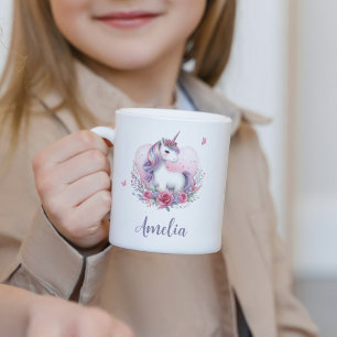 Magical Unicorn Watercolor Pink Name Coffee Mug