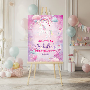 Magical Unicorn Whimsical Rainbow Birthday Party Poster