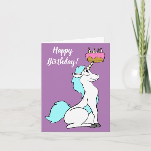 Magical Unicorn with Birthday Cake Card