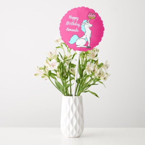 Magical Unicorn with Birthday Cake Personalized Balloon