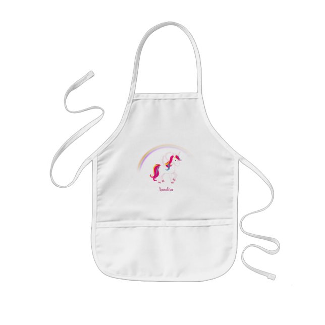 Magical Unicorn with Name Kids' Apron (Front)