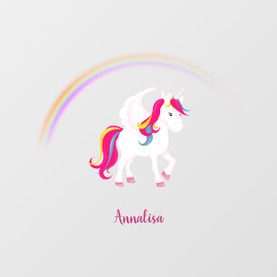 Magical Unicorn with Rainbow and Custom Name Wall Decal