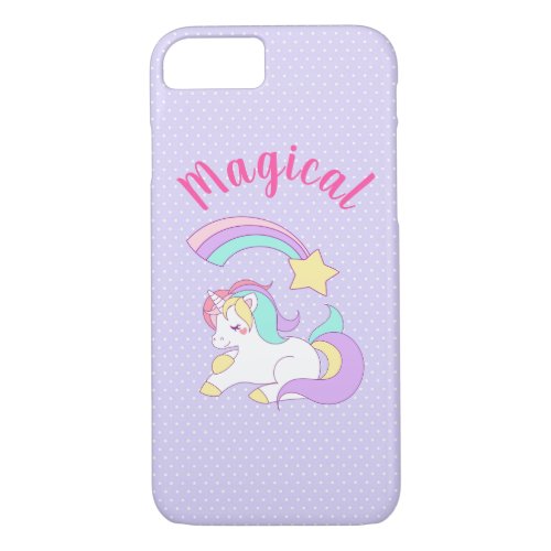 Magical Unicorn with Rainbow Shooting Star iPhone 87 Case