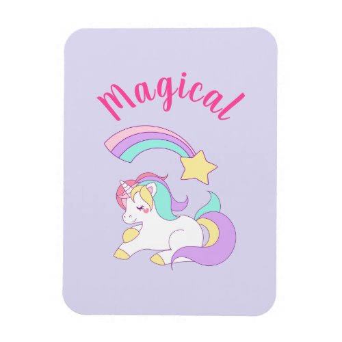 Magical Unicorn with Rainbow Shooting Star Magnet