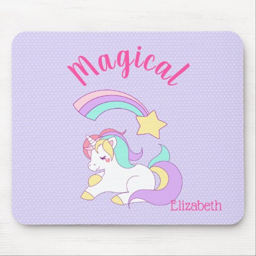 Magical Unicorn with Rainbow Shooting Star Mouse Pad
