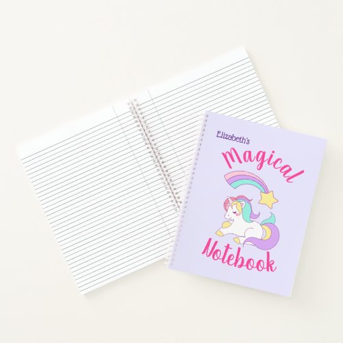 Magical Unicorn with Rainbow Shooting Star Notebook