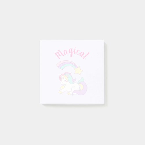 Magical Unicorn with Rainbow Shooting Star Post_it Notes