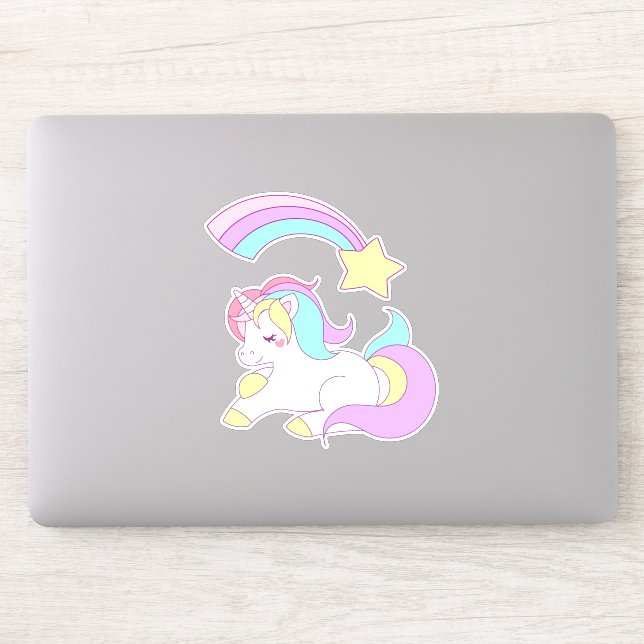 Magical Unicorn with Rainbow Shooting Star Sticker (Computer)