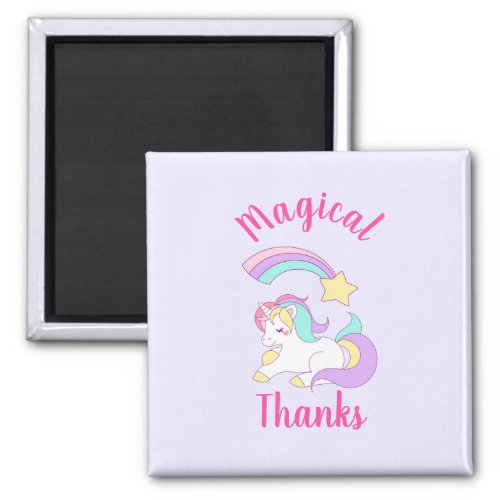 Magical Unicorn with Rainbow Shooting Star Thanks Magnet