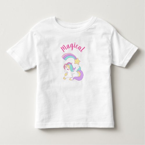 Magical Unicorn with Rainbow Shooting Star Toddler T_shirt