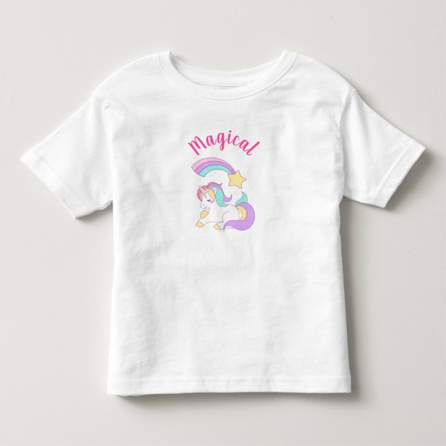 Magical Unicorn with Rainbow Shooting Star Toddler T-shirt (Front)