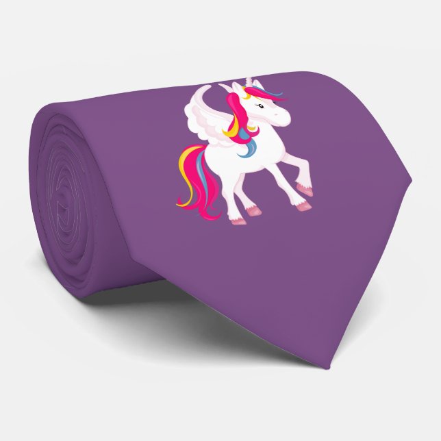 Magical Unicorn with Wings Neck Tie (Rolled)