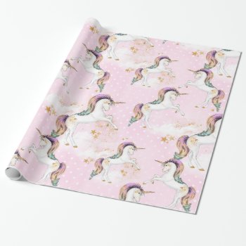 Magical Unicorn Wrapping Paper by PrettyLittleInvite at Zazzle