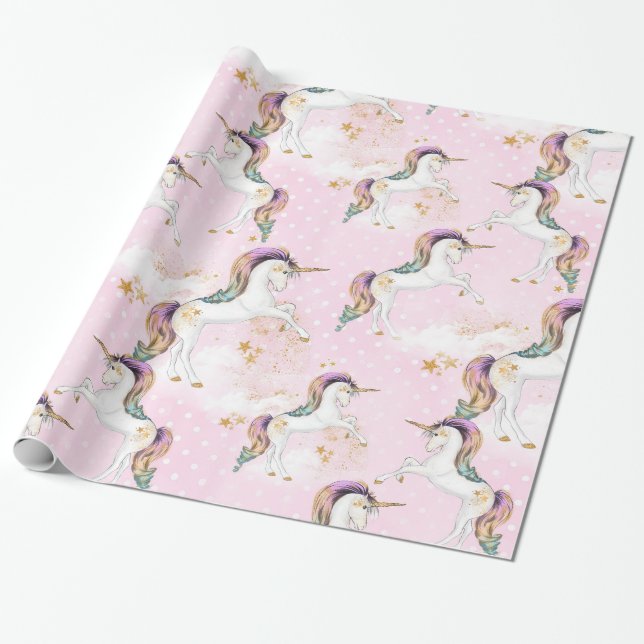 Magical Unicorn Wrapping Paper (Unrolled)